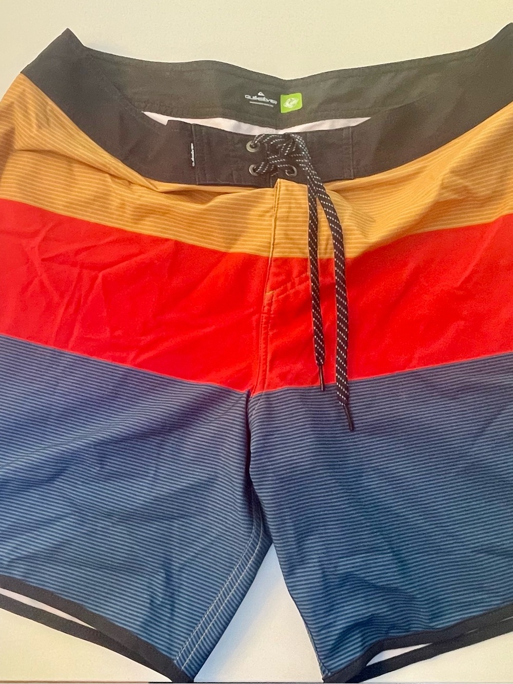 Quiksilver Men’s Stripe Boardshorts - Red/Gold/Blue